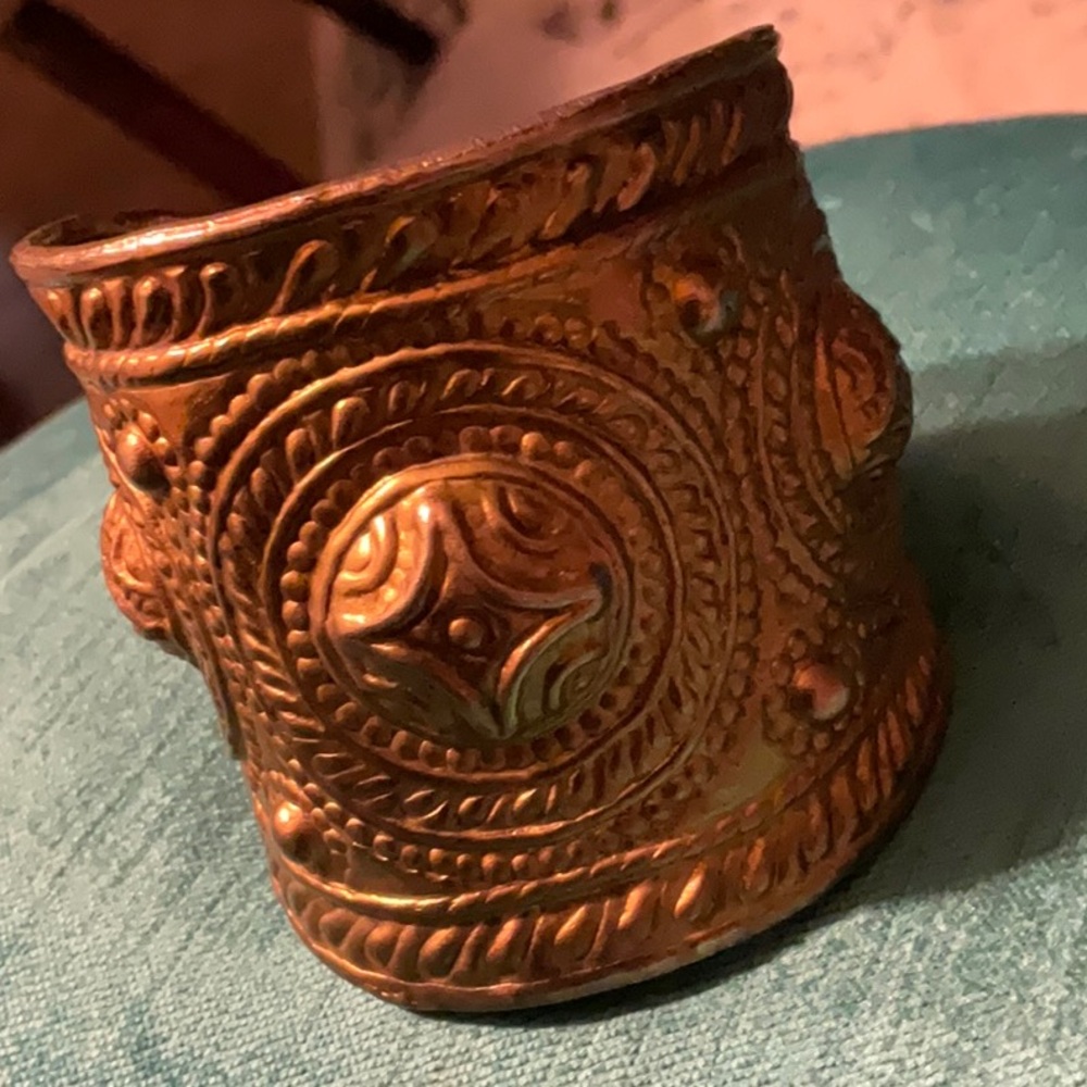 Hammered bronze ilios cuff bangle bracelet